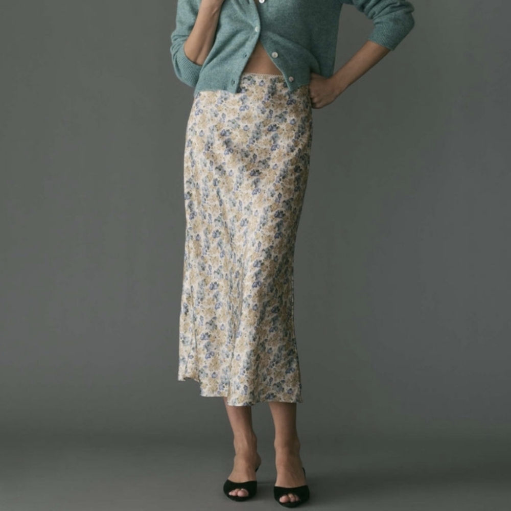 Doen Elowen Silk Skirt Bleu Wildflower Thicket